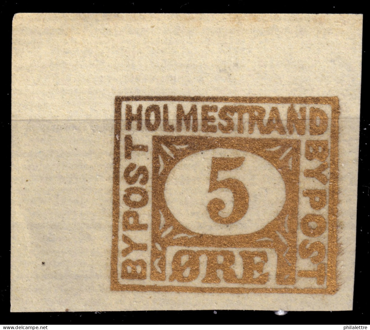 NORVÈGE / NORWAY - Local Post HOLMESTRAND 5øre Gold On Cream - Corner -(1888) - No Gum - Local Post Stamps