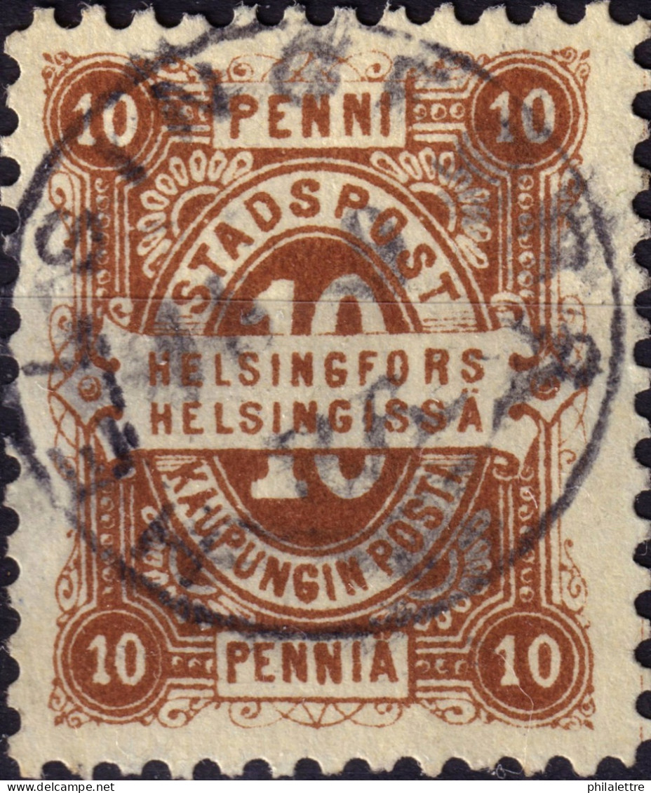 FINLANDE / FINLAND - Local Post HELSINGFOR (Helsinki) 10p Brown/light-grey (1886) - VF Used - Ortsausgaben