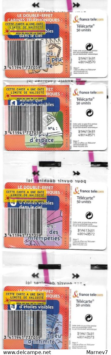 4 Télécartes Neuves - Encore Sous Blister Et Réunies - 50 U - Le DOUBLE EFFET CABINES TELEPHONIQUES - Téléphones