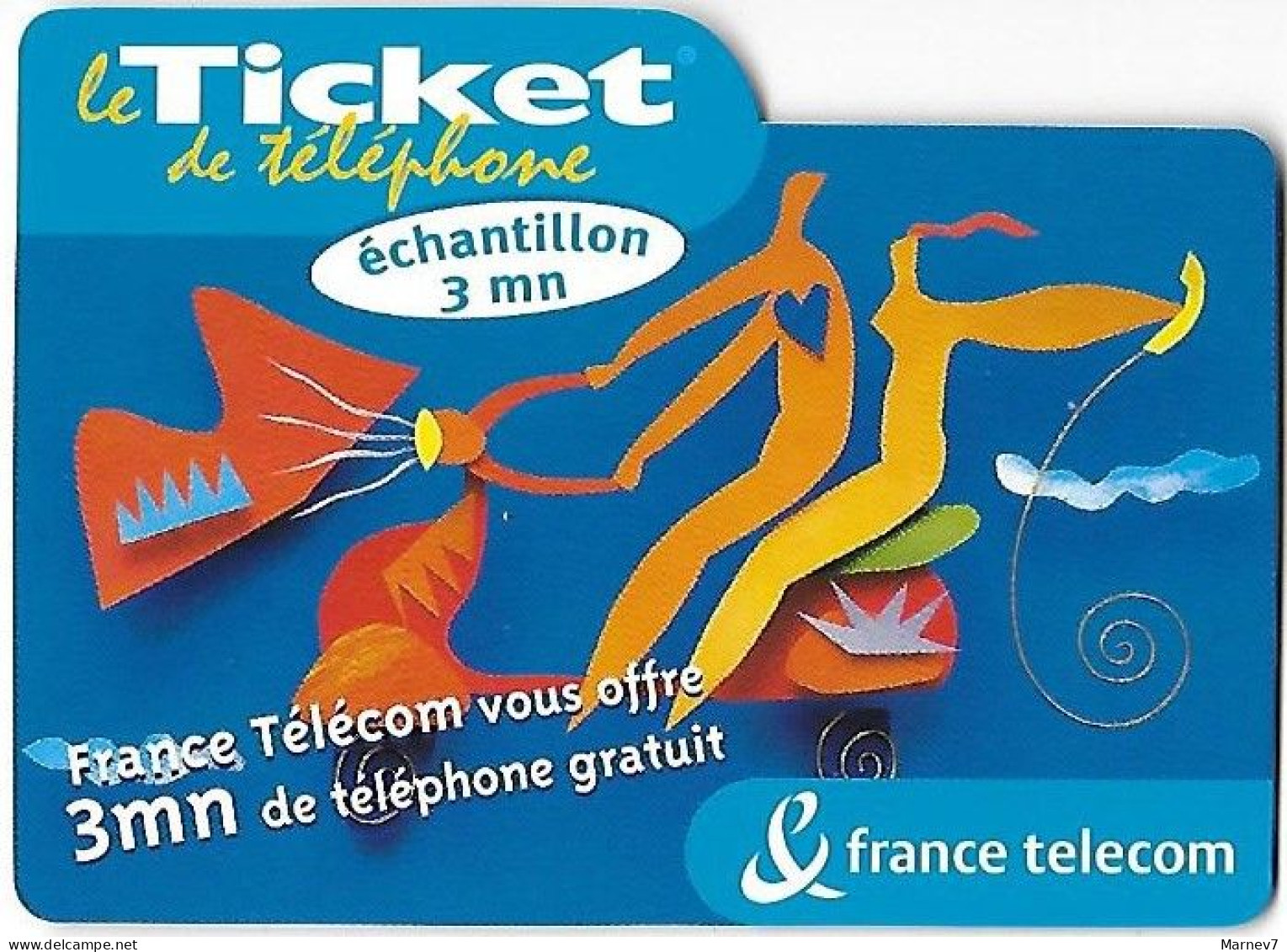 Télécarte - Le Ticket De TELEPHONE - échantillon 3 Mn - France Télécom - 2001 - Teléfonos