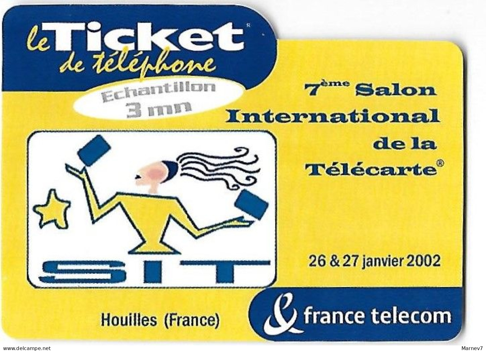 Télécarte - Le Ticket De TELEPHONE - échantillon 3 Mn - France Télécom - 2001 - Teléfonos