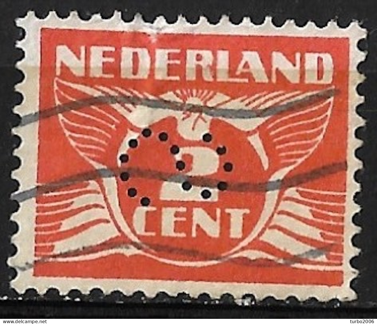 Perfin S (Haagse Kioskonderneming Segboer Te 's-Gravenhage) In 1924-1925 Vliegende Duif 2 Cent Oranje Zonder WM NVPH 145 - Perforés