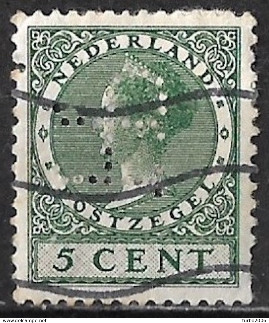 Perfin HP (H.Pander & Zonen Te 's-Gravenhage) In 1924-1926 Koningin Wilhelmina Veth 5 Cent Groen Zonder WM NVPH 149 - Perfin