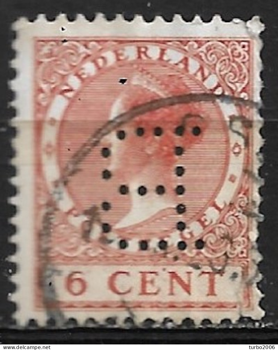 Perfin Kopstaande B (NV Gebr. Van Den Bergh) In 1924-1926 Koningin Wilhelmina Veth 6 Cent NVPH 150 - Perforadas