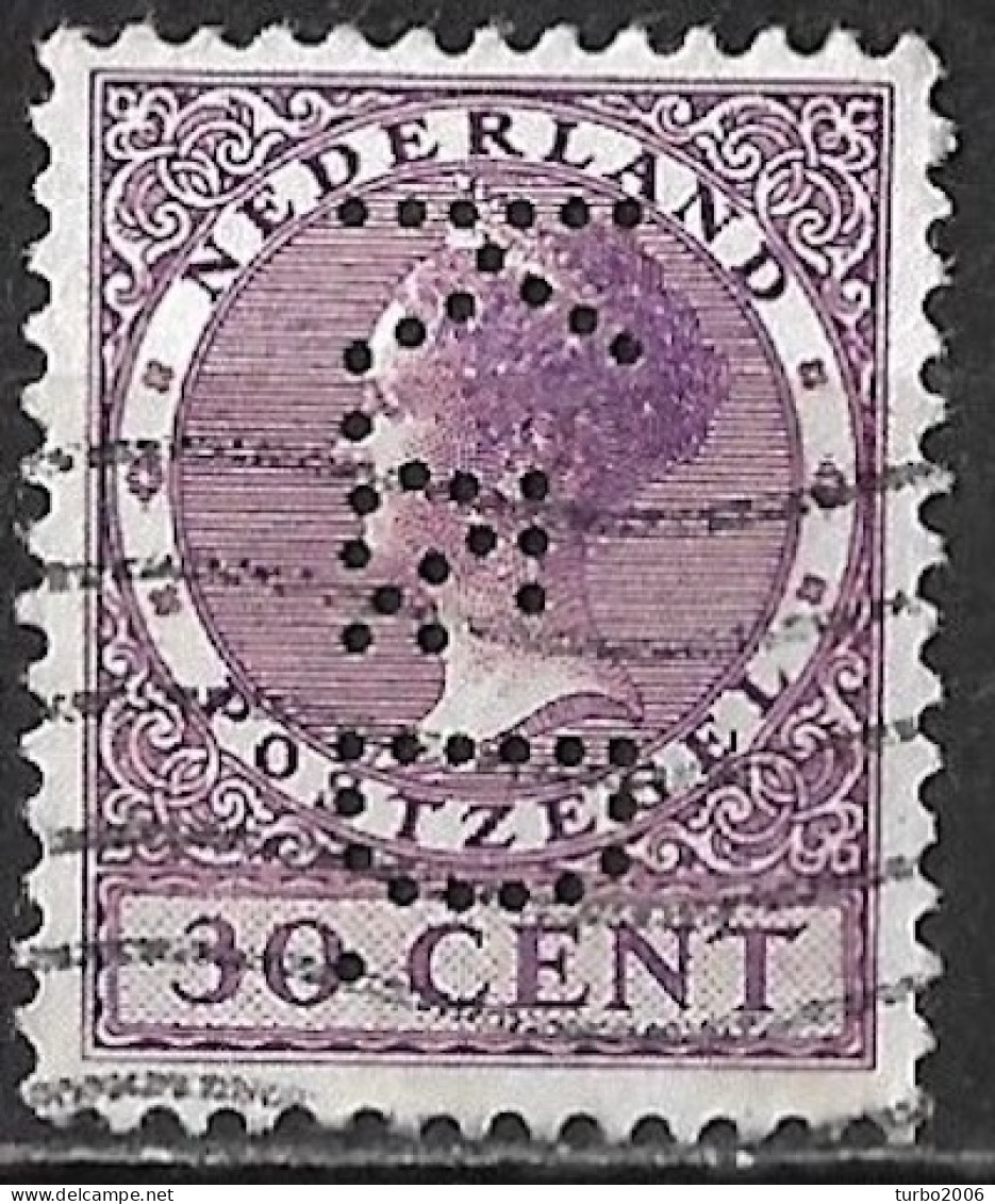 Perfin K&D. (Kruthoffer & Doll Te Rotterdam) In 1924-1926 Kon Wilhelmina Veth 30 Ct Violet Z WM NVPH 158 - Gezähnt (perforiert)