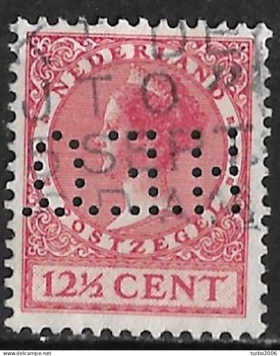 Perfin H.E.O. In 1926-1939 Koningin Wilhelmina Veth 12½ Cent Karmijn Met WM Ringen NVPH 184 - Gezähnt (perforiert)