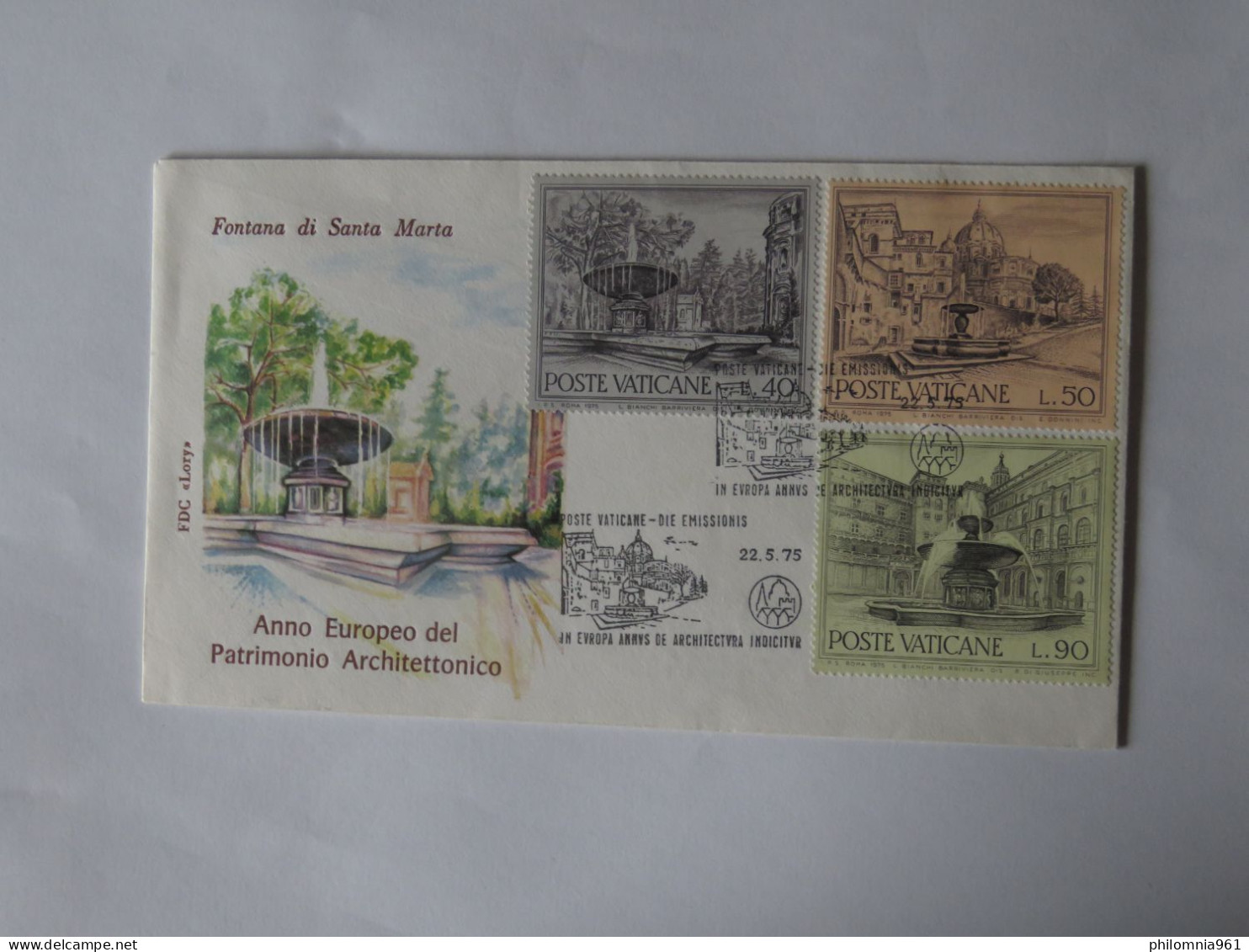 VATICAN FONTANA DI SANTA MARTA FDC COVER 1975 - Used Stamps