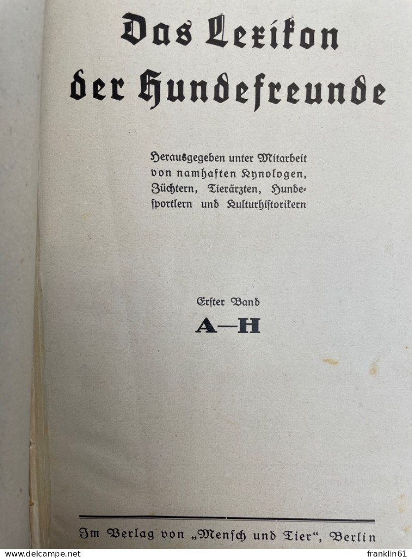 Das Lexikon Für Hundefreunde. Band 1 Und 2 KOMPLETT. - Animales