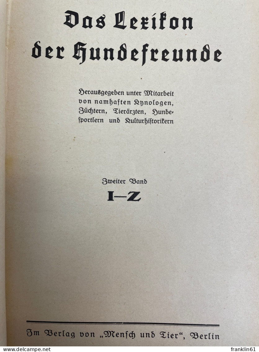 Das Lexikon für Hundefreunde. Band 1 und 2 KOMPLETT.