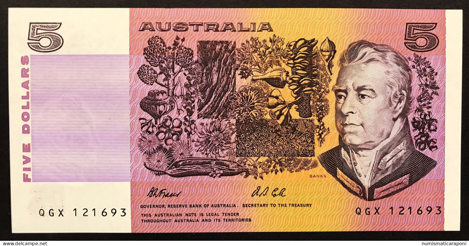 Australia 5 Dollars Pick#44g Uunc- Lotto 1645 - 1974-94 Australia Reserve Bank (papier)