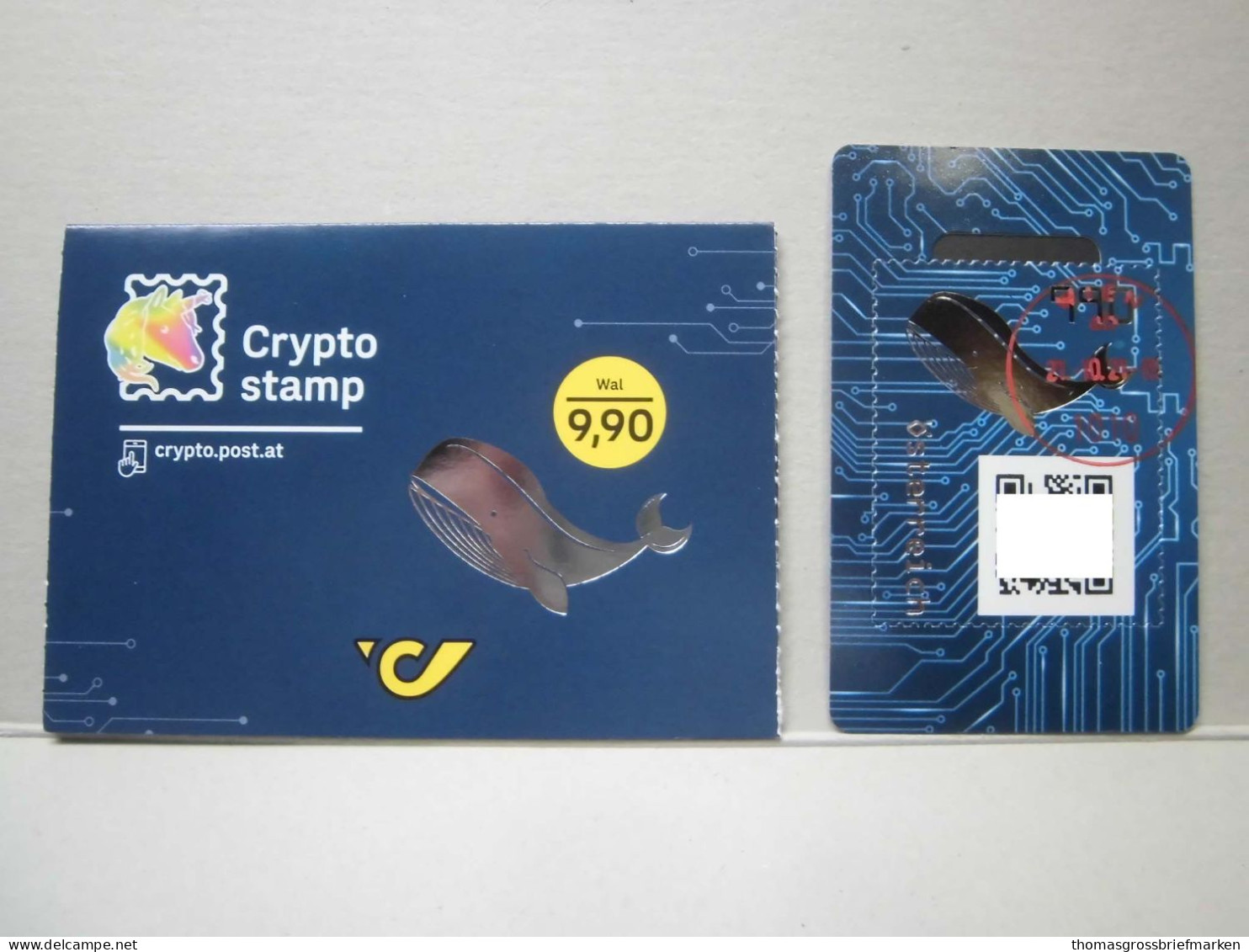 2021 Österreich Block 122 Gestempelt Wal Crypto Stamp 3.0 Gelb 6-er Code Kryptowährung (24) - Gebruikt