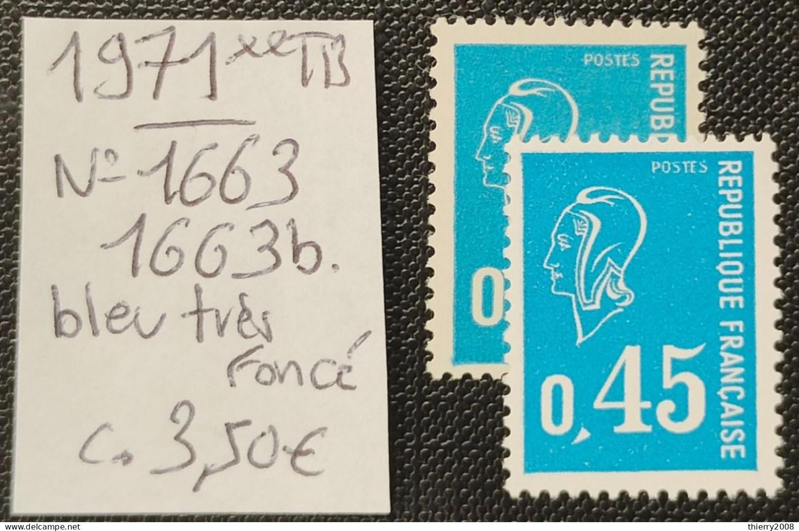 N° 1663/1663b (Variété, Bleu Et Bleu Foncé)  Neuf **  TB - Neufs