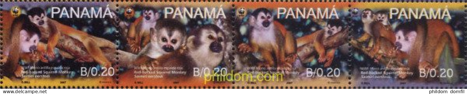 350104 MNH PANAMA 2007 MONO ARDILLA ESPALDA ROJA - Chimpansees