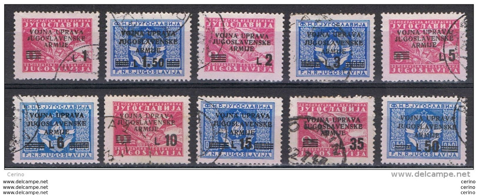 LITORALE  SLOVENO - OCC. JUGOSLAVA:  1947  SOPRASTAMPATI  -  S. CPL. 10  VAL. US. -  SASS. 67/76 - Yugoslavian Occ.: Slovenian Shore