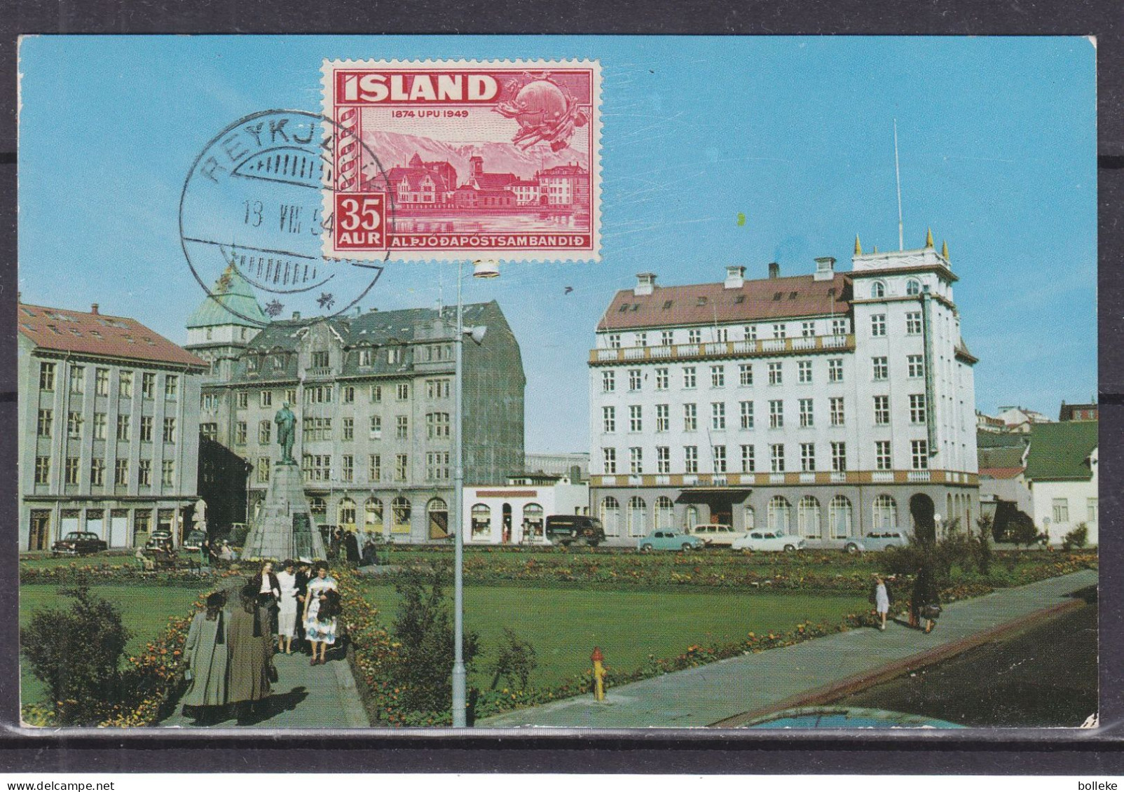 Islande - Carte Postale De 1954 - Oblit Reykjavik - U.P.U. - Valeur 12,50 Euros - Brieven En Documenten