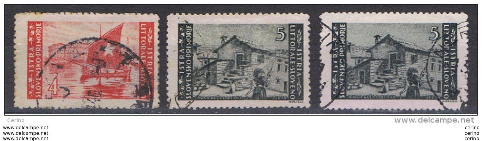 ISTRIA - OCCUPAZ. JUGOSLAVA:  1946  ZAGABRIA  -  3  VAL. US. -  D. 12  -  SASS. 56 + 57 + 57 - Occup. Iugoslava: Istria