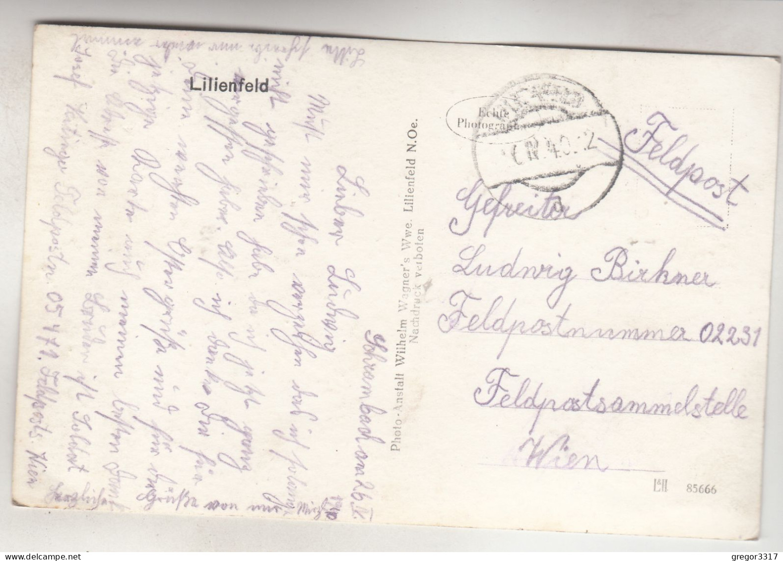 C6608) LILIENFELD - NÖ - Feldpost 1940 - Lilienfeld