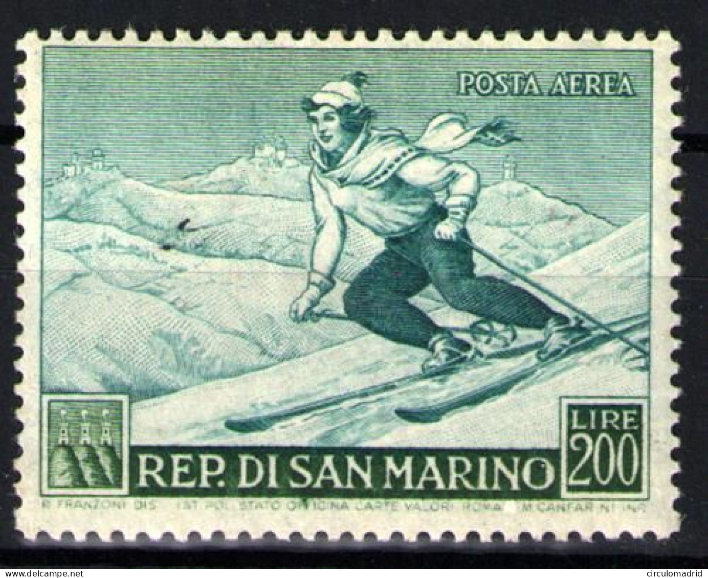 San Marino (aéreo) Nº 100 . Año 1953 - Luftpost