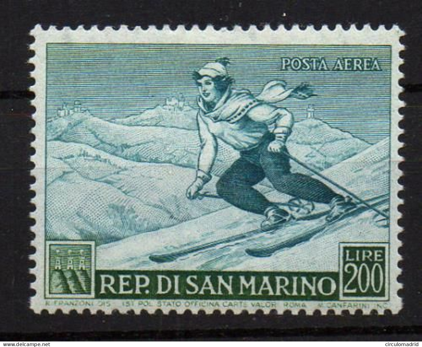 San Marino (aéreo) Nº 100 . Año 1953 - Airmail