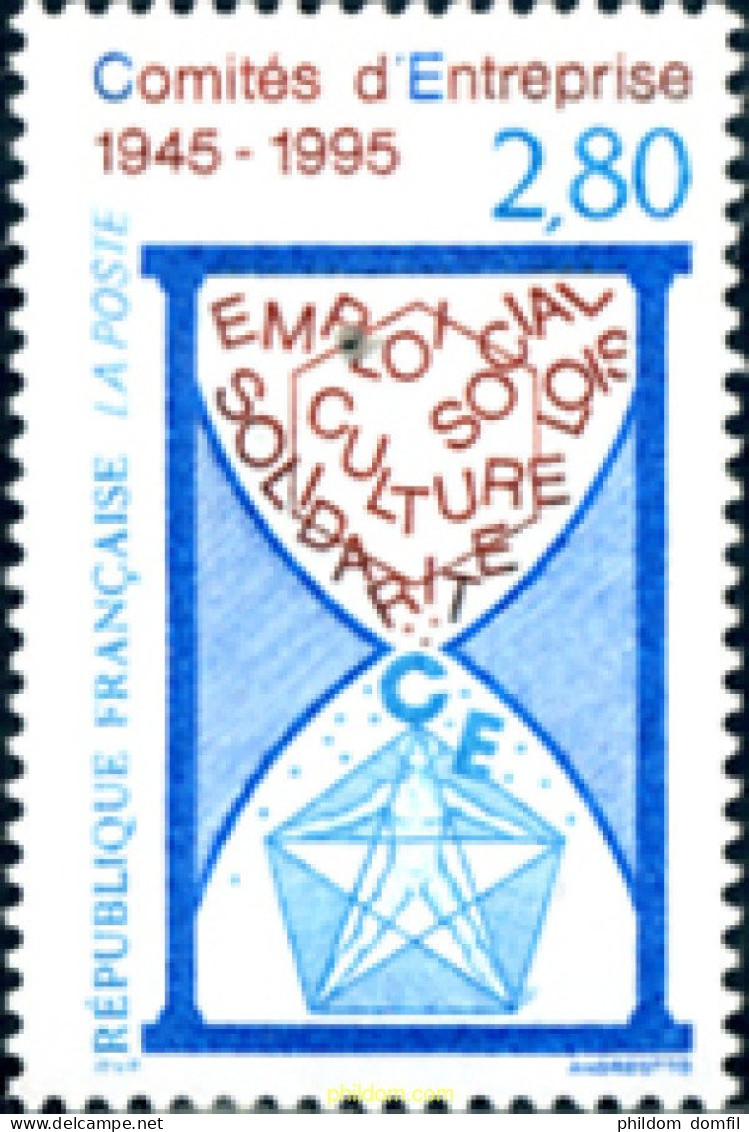 124271 MNH FRANCIA 1995 50 ANIVERSARIO DE LA CREACION DEL COMITE DE EMPRESA - Horlogerie