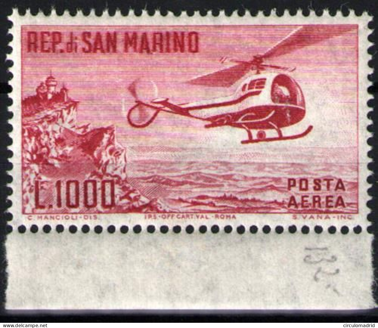 San Marino (aéreo) Nº 127 . Año 1961 - Airmail