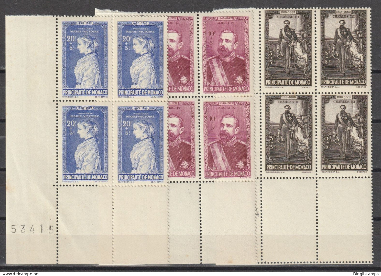 MONACO - 1942 BENEFICIARY, BLOCKS OF 4 - Other & Unclassified