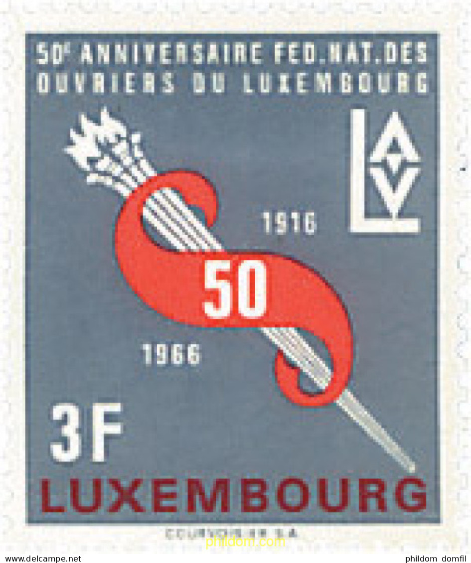 97342 MNH LUXEMBURGO 1966 50 ANIVERSARIO DE LA FEDERACION NACIONAL OBRERA - Sonstige & Ohne Zuordnung