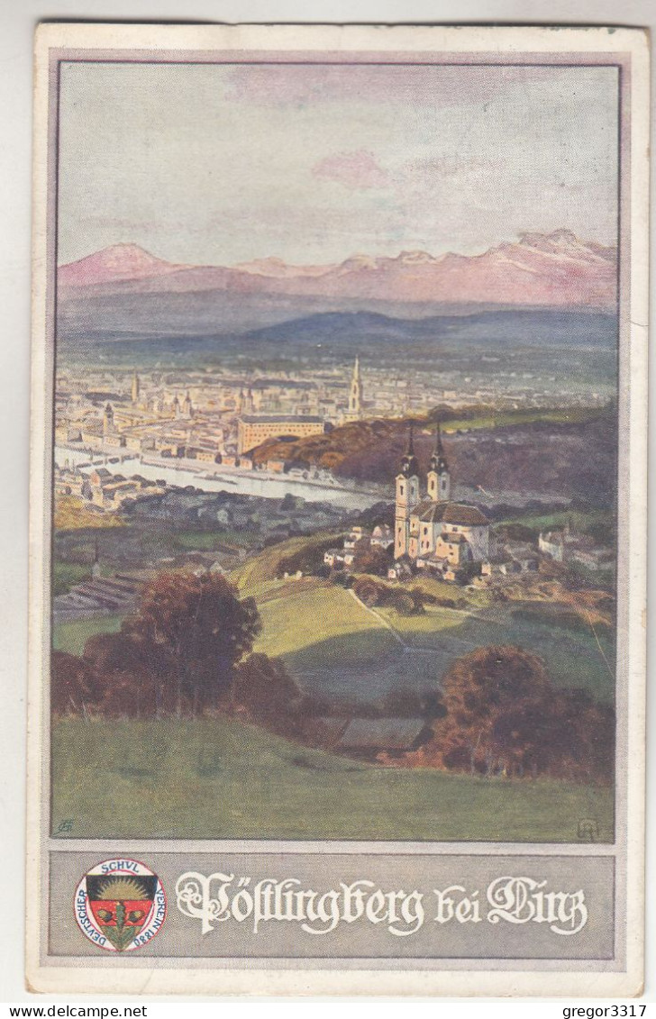 C6648) PÖSTLINGBERG Bei LINZ - Deutscher Schulverein - Blick Auf Kirche U. Donau It Stasdt 1916 - Linz Pöstlingberg