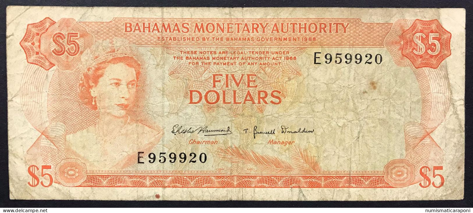 Bahamas  5 Dollars Series 1968 Pick#29 Mb Lotto 2732 - Bahamas