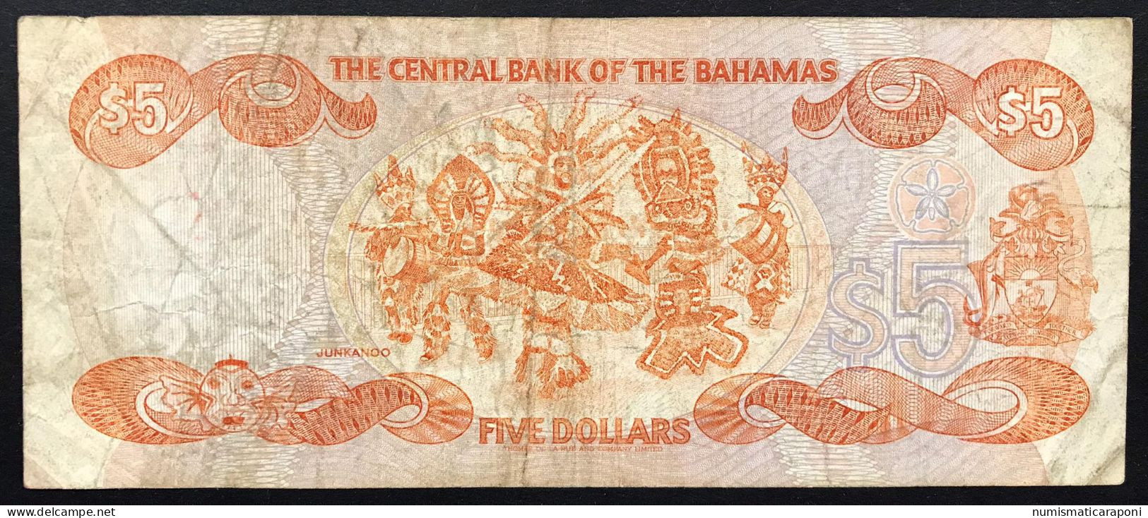 Bahamas  5 Dollars Series 1974 Pick#45b Mb Lotto 2735 - Bahamas