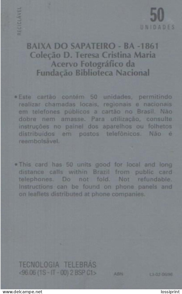 Brazil:Brasil:Used Phonecard, Sistema Telebras, 50 Units, Baixa Do Sapateiro, 1996 - Brasilien