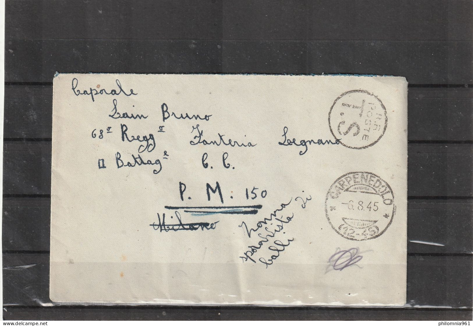 Italy Cerpenedolo POSTA MILITARE 150 POSTAGE DUE COVER 1945 - Portomarken