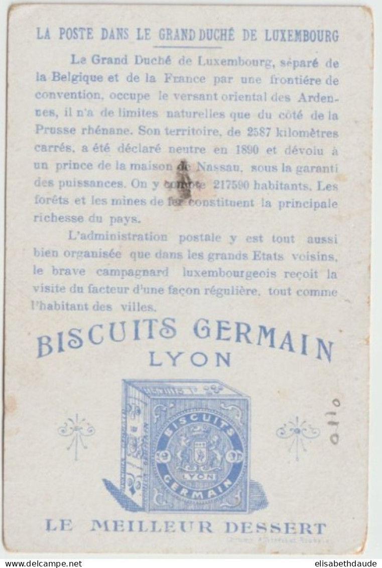 LUXEMBOURG - 1900 ENV. - PETITE CHROMO Des BISCUITS GERMAIN REPRESENTANT LES TIMBRES Du LUXEMBOURG ! - 1859-1880 Coat Of Arms