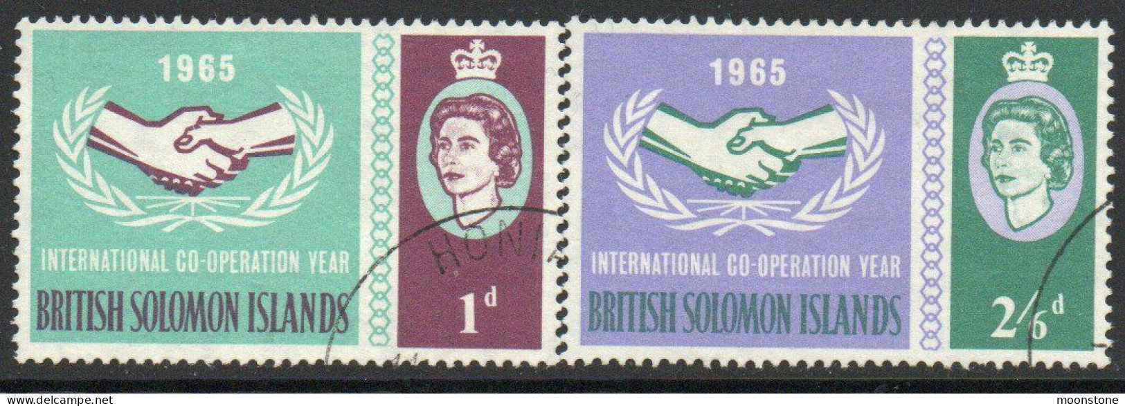 Solomon Islands 1965 International Co-operation Year ICY Set Of 2, Used, SG 129/30 (BP) - Iles Salomon (...-1978)