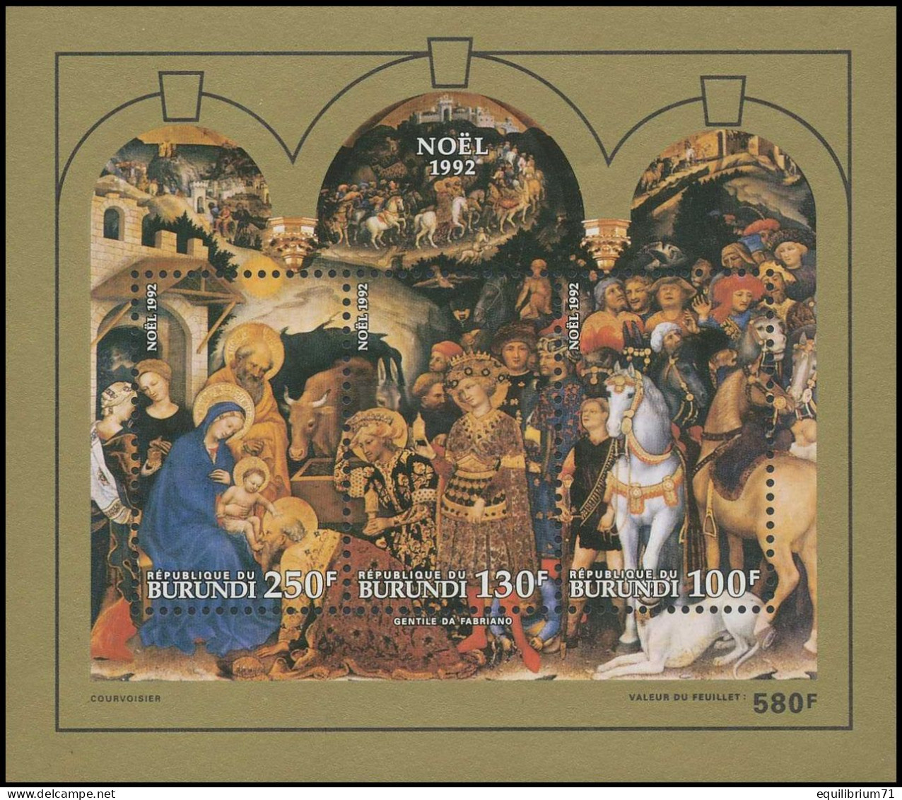 BL131**(1017/1019) - Noël / Kerstmis / Weihnacht / Christmas - 1992 - BURUNDI - Paintings