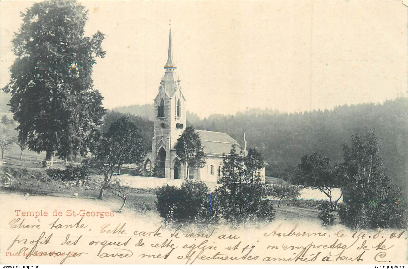 Suisse Temple De St. Georges 1901 Correspondence Melanie Piguet Aubonne - Sentier - Aubonne
