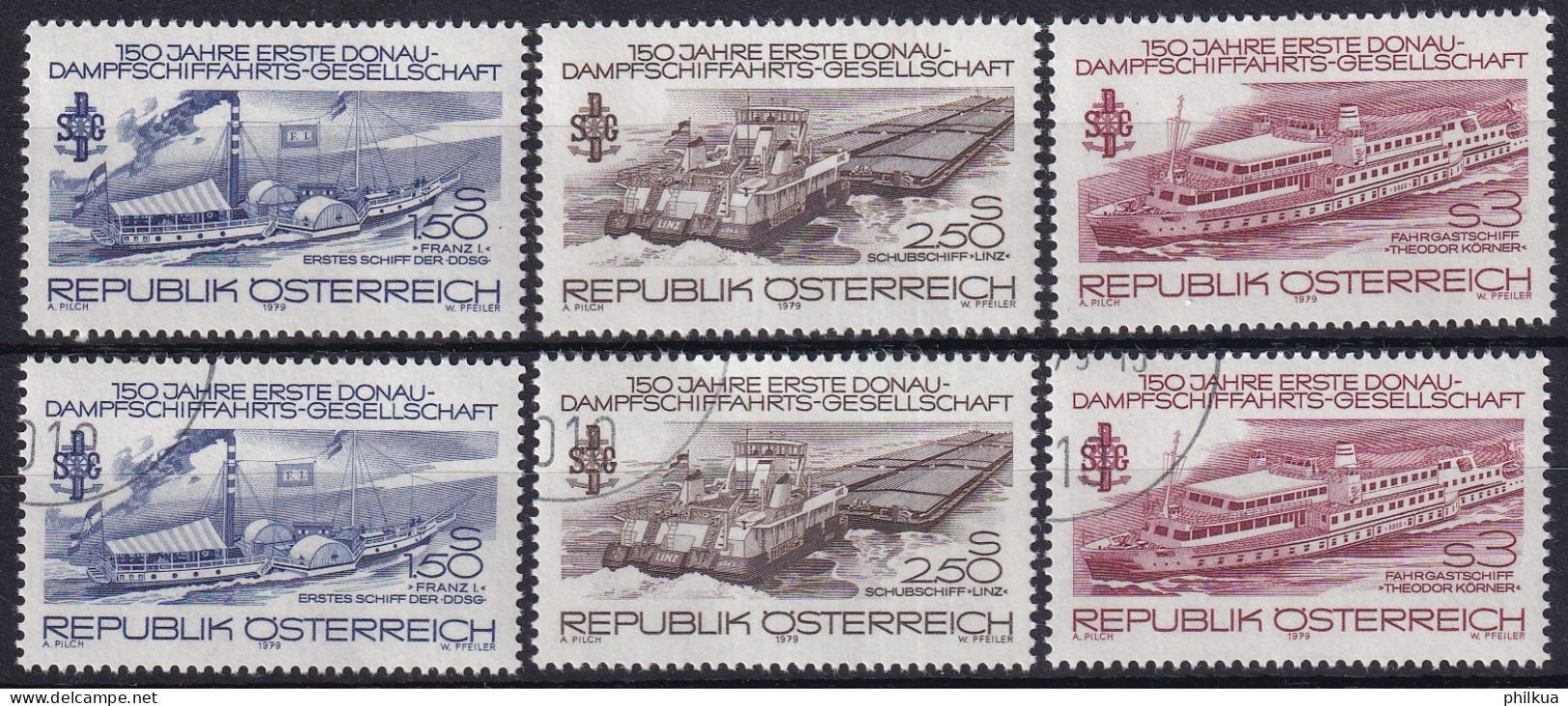 MiNr. 1601 - 1603 150 Jahre Erste Donau-Dampfschifffahrts-Gesellschaft - Postfrisch/**/MNH + Gestempelt - Schiffahrt