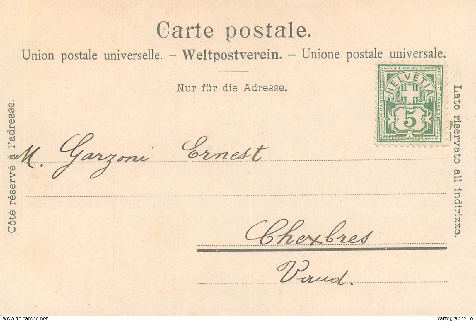 Suisse Lausanne 1900`s Ecole Normale Correspondence Garzoni Ernest Chexbres - Chexbres