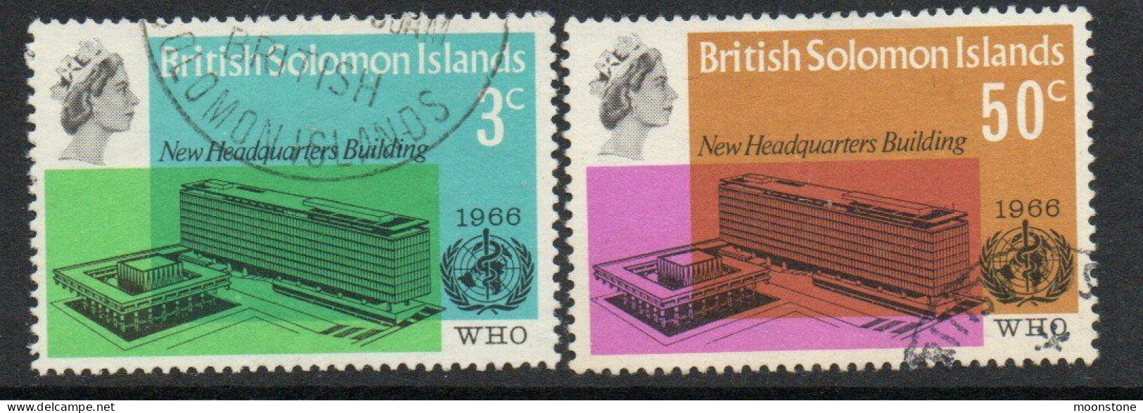 Solomon Islands 1966 WHO Inauguration Set Of 2, Used, SG 155/6 (BP) - Iles Salomon (...-1978)
