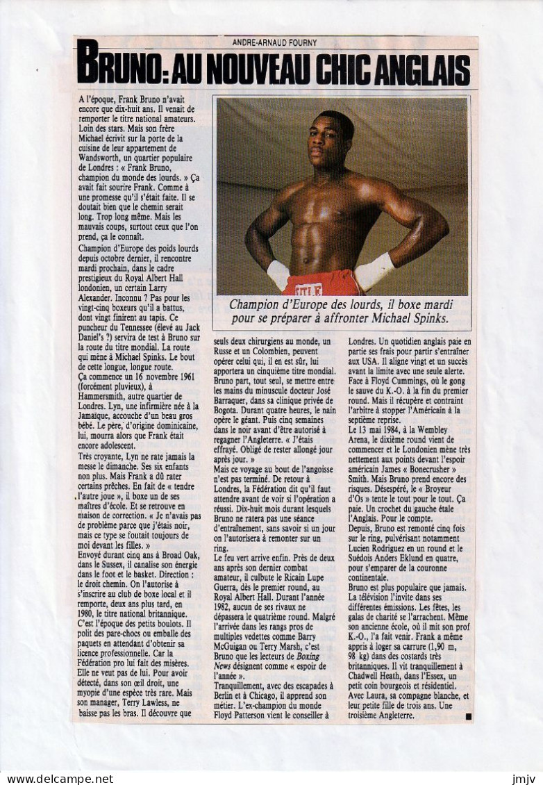 BOXE,  Frank BRUNO - Autographes