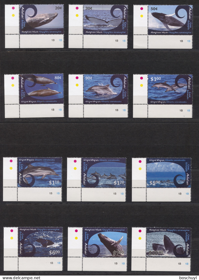 Aitutaki, 2012, Whales, Dolphins, Definitives, MNH, Michel 836-847 - Aitutaki