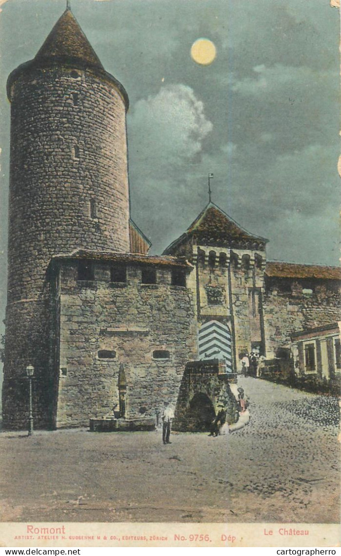 Suisse Romont Le Chateau Sur La Lune 1910 - Romont