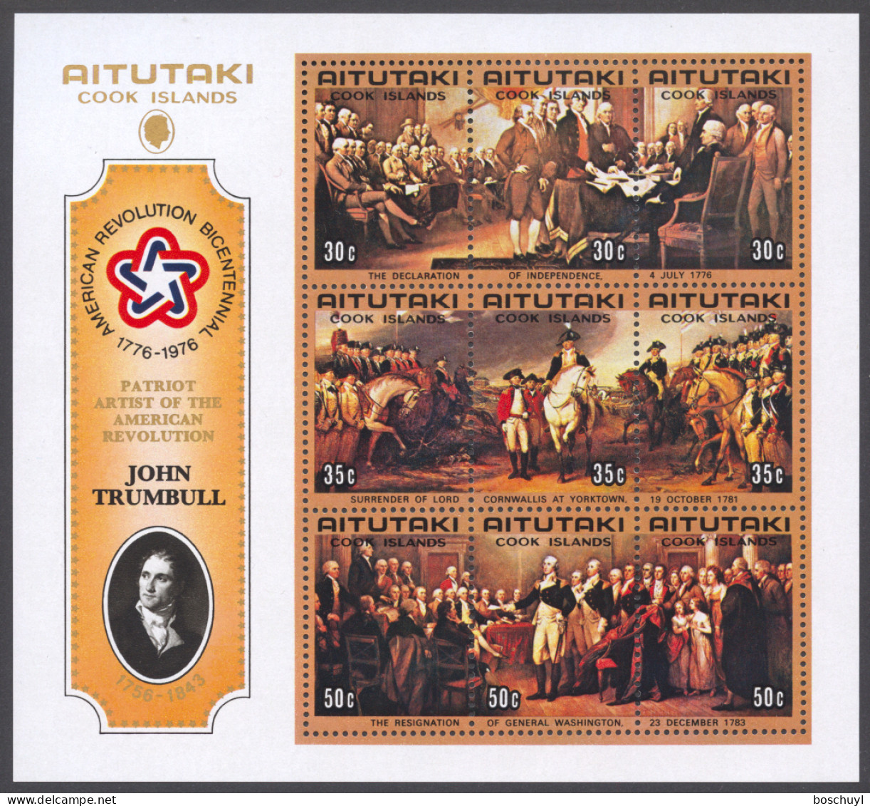 Aitutaki, 1976, USA Bicentennial, MNH, Michel Block 8 - Aitutaki