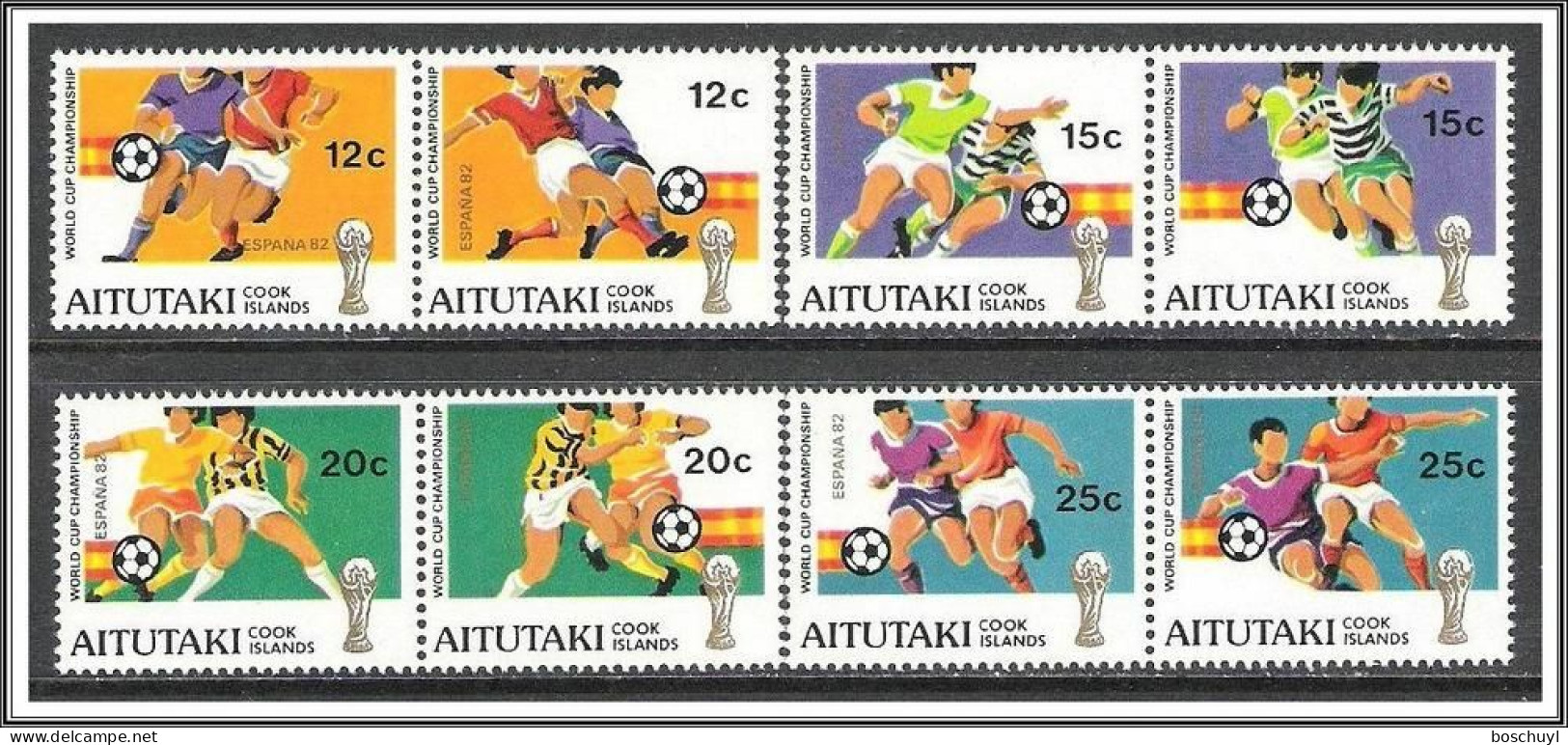 Aitutaki, 1981, Soccer World Cup Spain, Football, MNH Pairs, Michel 412-419 - Aitutaki