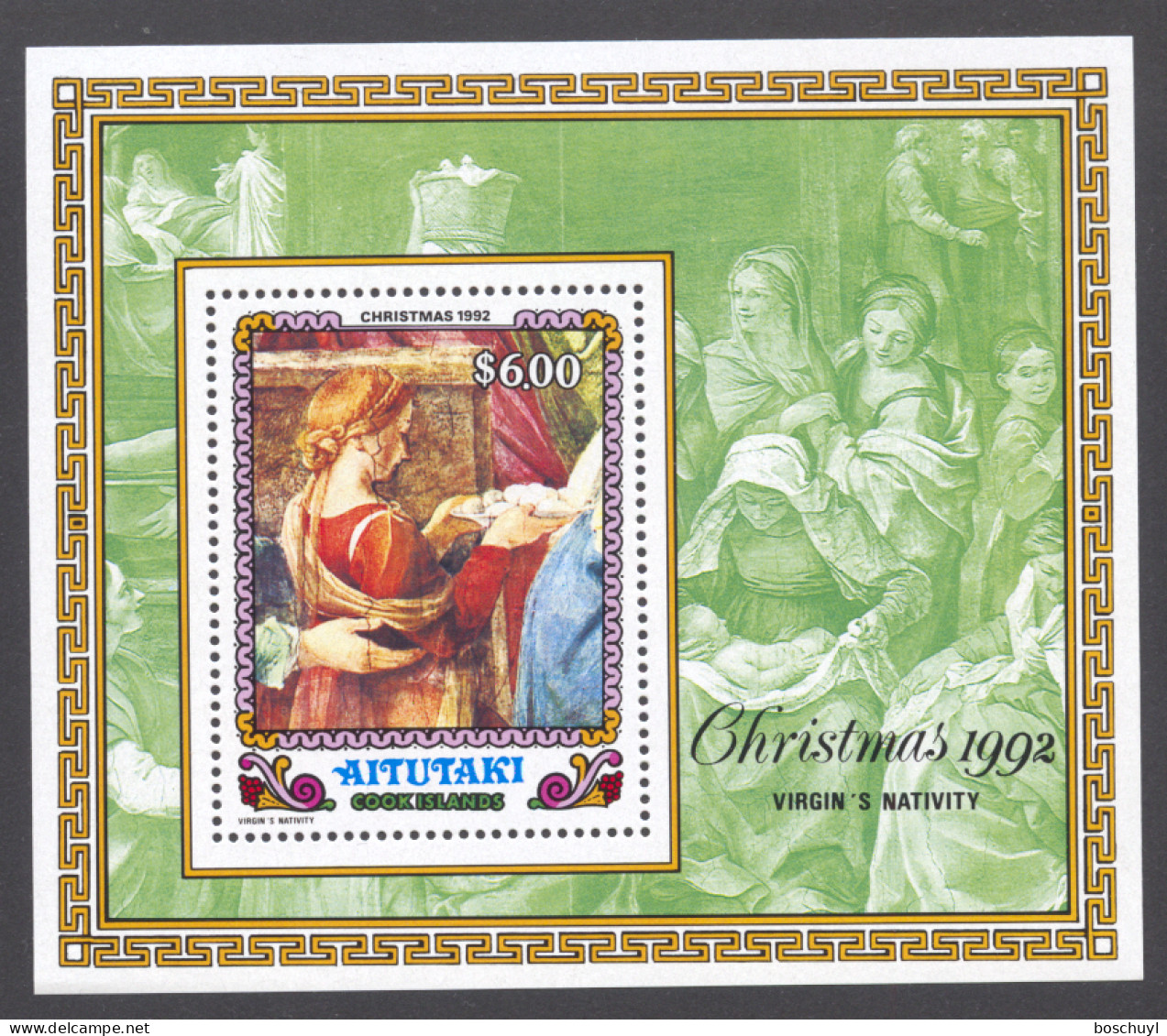 Aitutaki, 1992, Christmas, Guido Reni Paintings, Art, MNH, Michel Block 79 - Aitutaki