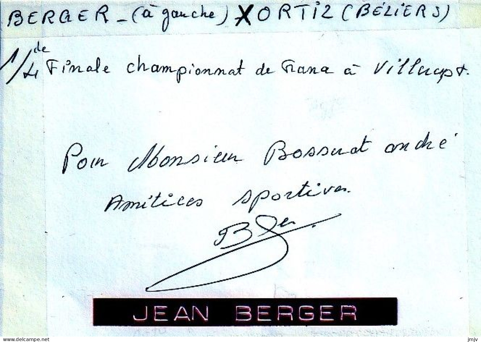 BOXE, Jean BERGER DEDICACE - Autographes