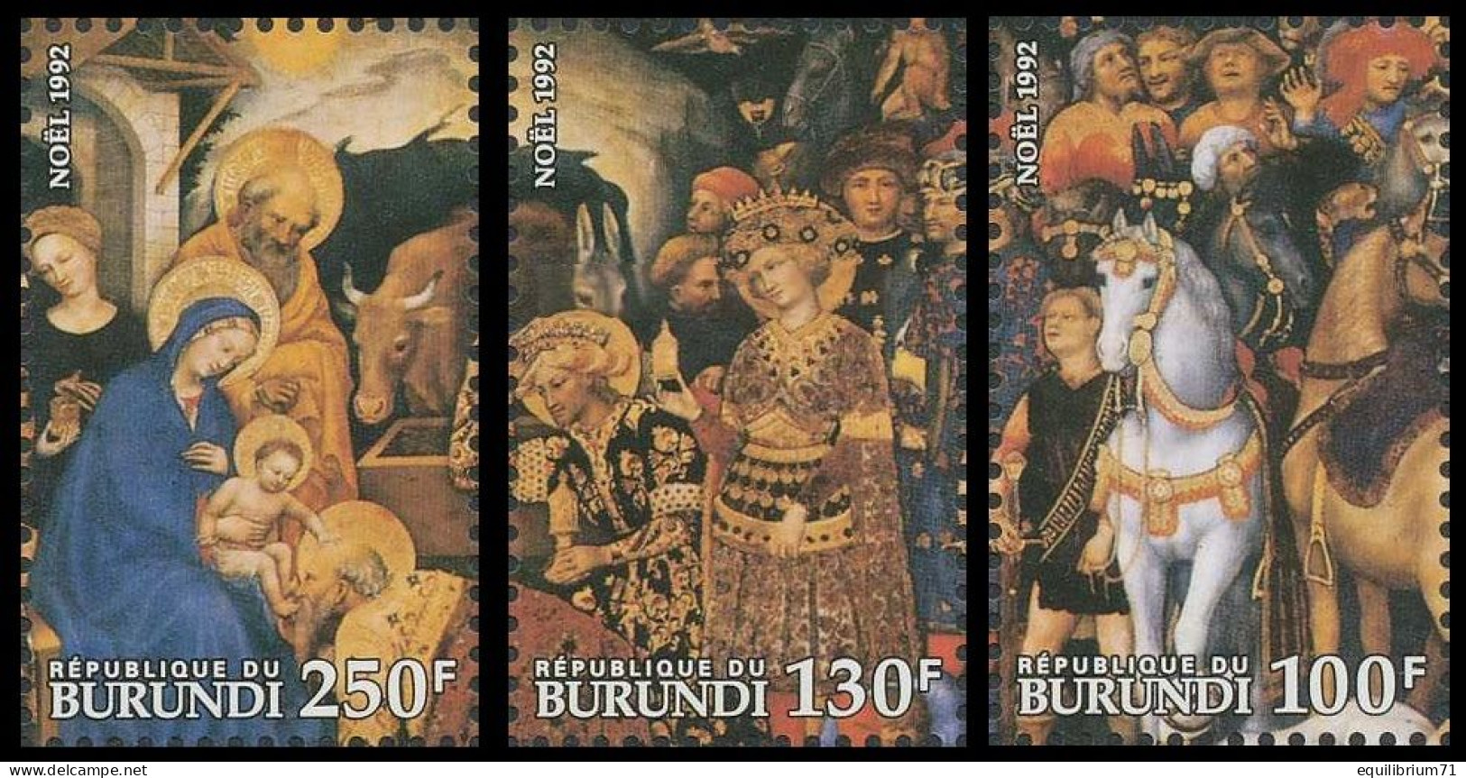 1017/1019**(BL131) - Noël / Kerstmis / Weihnacht / Christmas - 1992 - BURUNDI - Tableaux