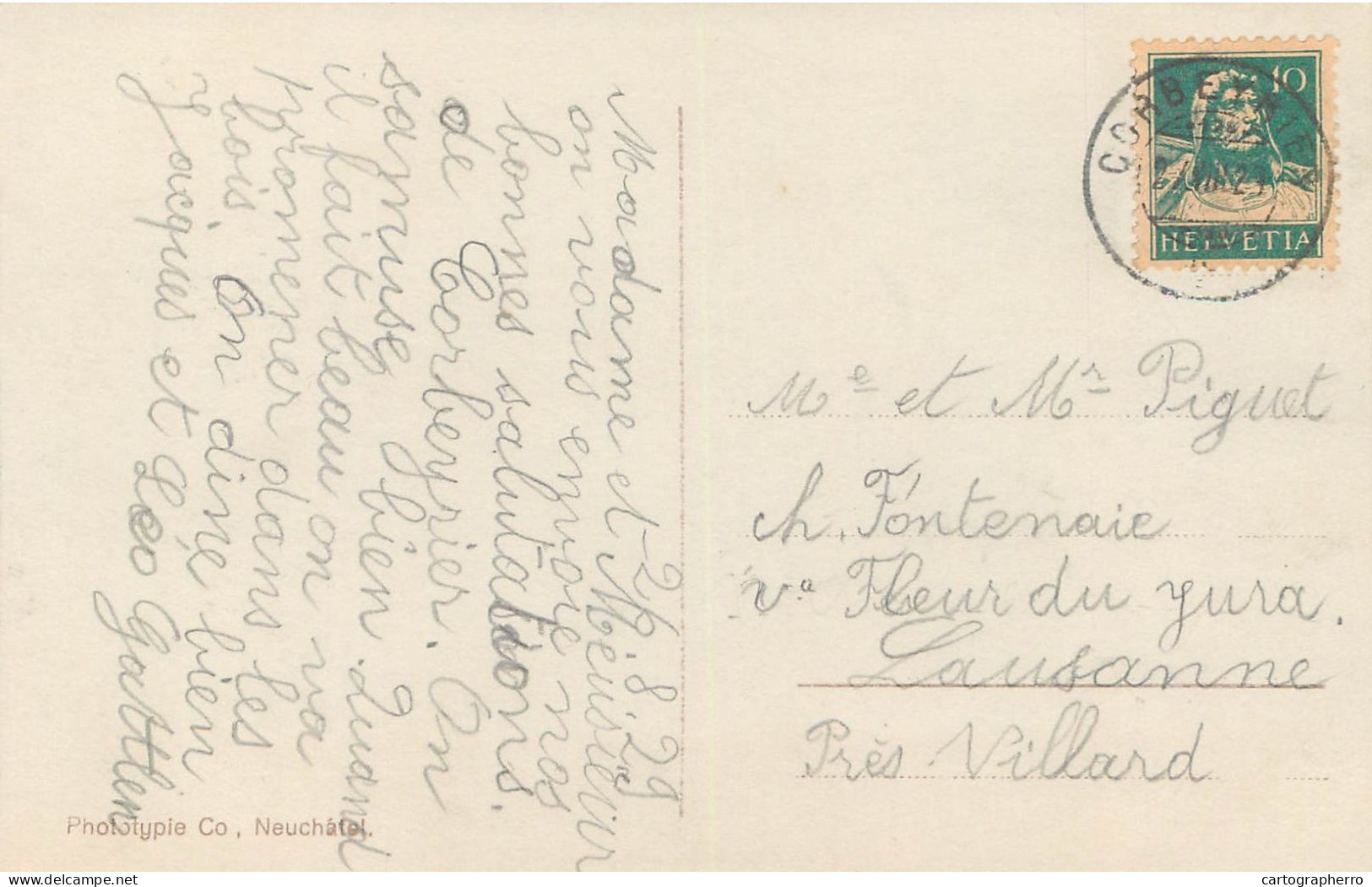 Suisse Corbeyrier La Chapeile 1929 Correspondence Piguet Family Lausanne - Corbeyrier