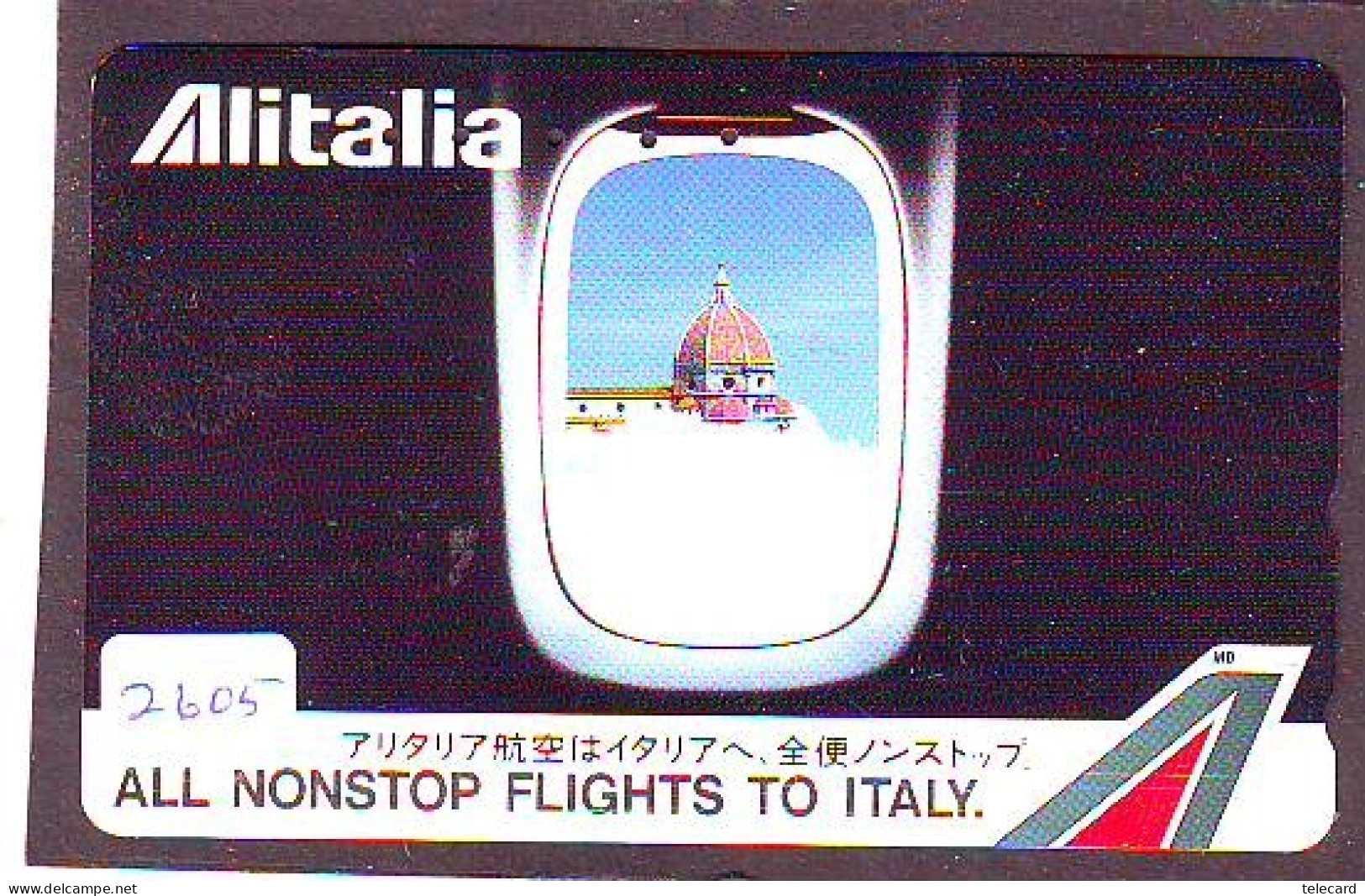 Télécarte JAPON *Alitalia* (2605) AVIATION * AIRLINE Phonecard JAPAN AIRPLANE * FLUGZEUG * - Aviones