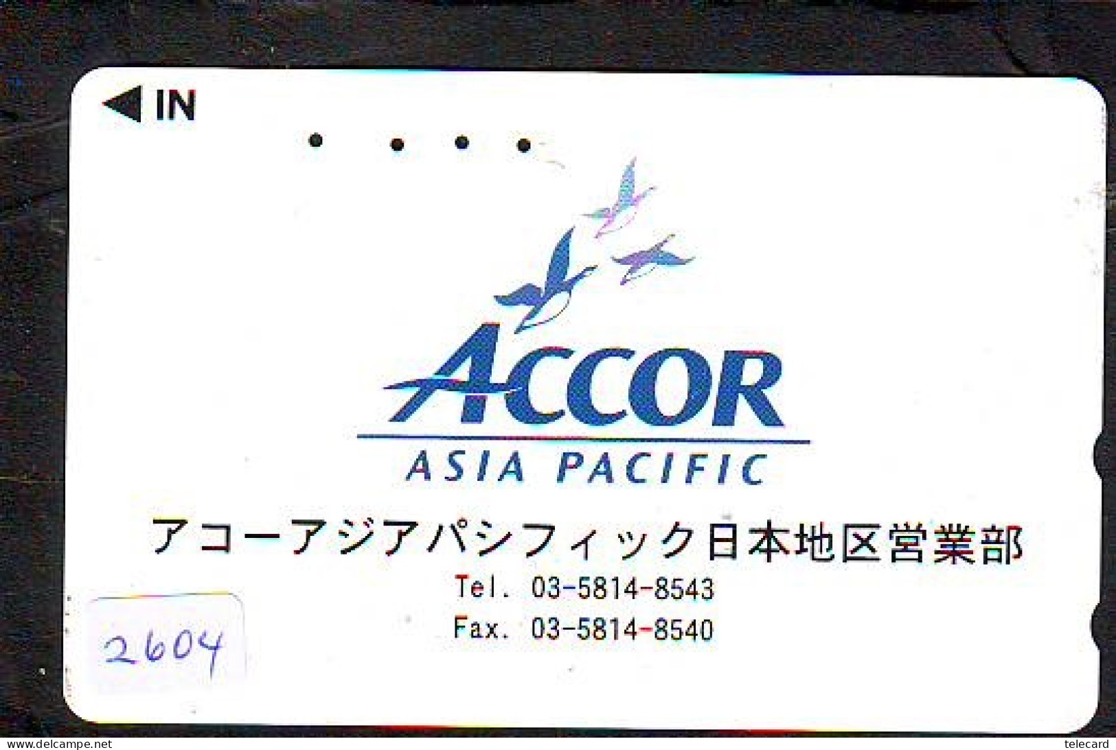 Télécarte JAPON *ACCOR  Asia Pacific * (2604) AVIATION * AIRLINE Phonecard JAPAN AIRPLANE * FLUGZEUG * - Aviones